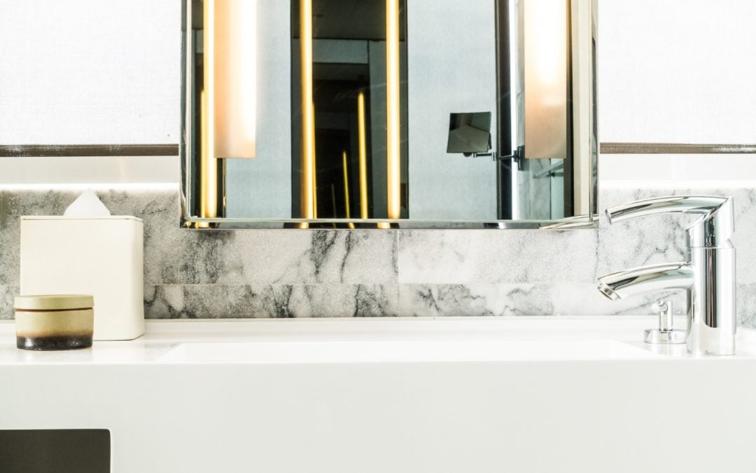 white bathroom counter